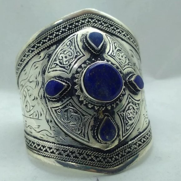single Handmade Silver Tone Kuchi Cuff Bracelet, Afghan Cuff Bracelet, Ethnic - Picture 1 of 7